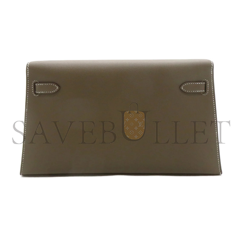 HERMÈS MASTER MADAME CALF LEATHER KELLY ELAN ETOUPE ELEPHANT GREY GOLD BUCKLE (27.5*15*5cm) 